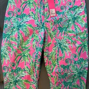 Lilly Pulitzer Kelly Pants, Size 12, Pink w/Green Monkeys & Palms NWT so cute